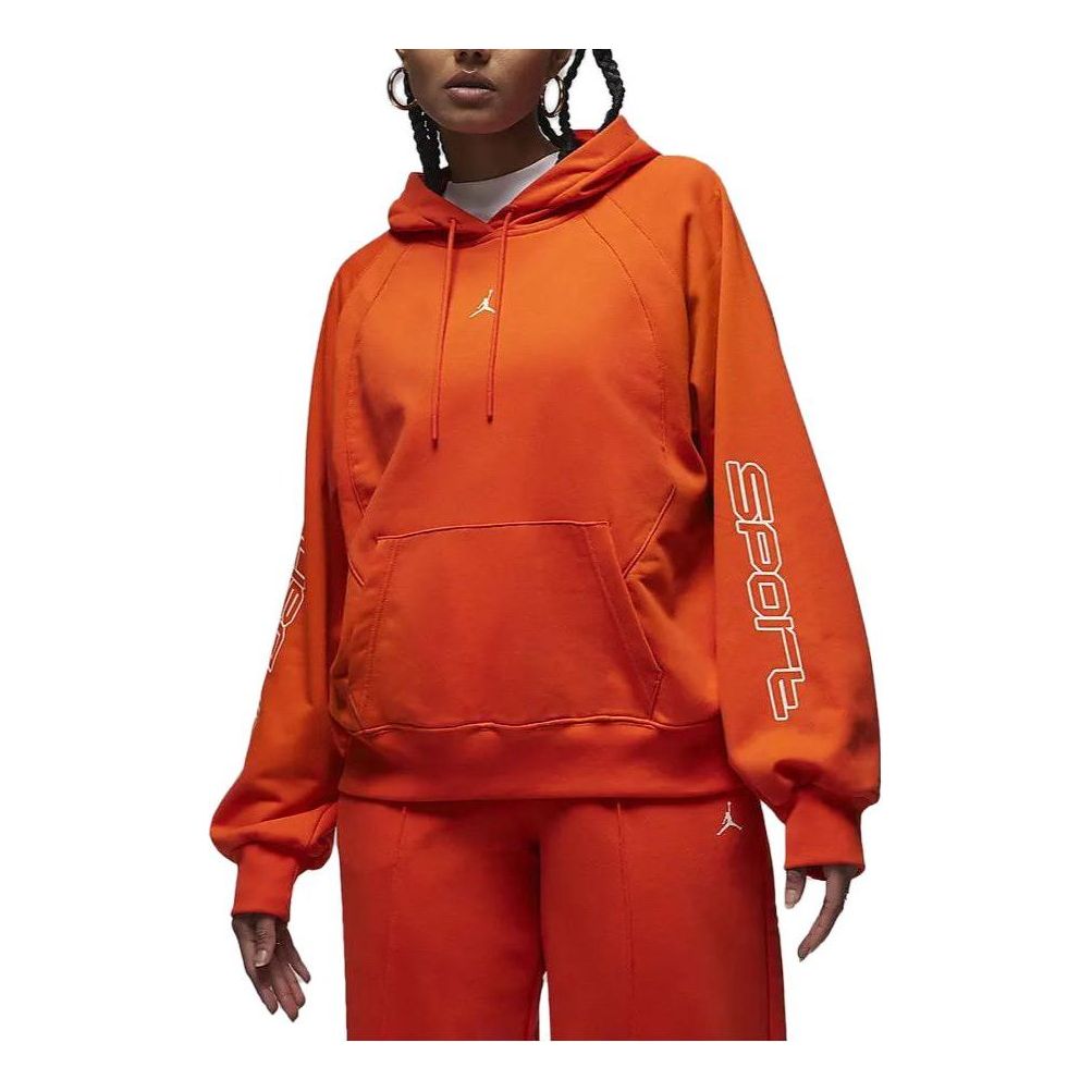 (WMNS) Air Jordan Sport Graphic Fleece Hoodie Aisa Sizing 'Orange' FD7374-633