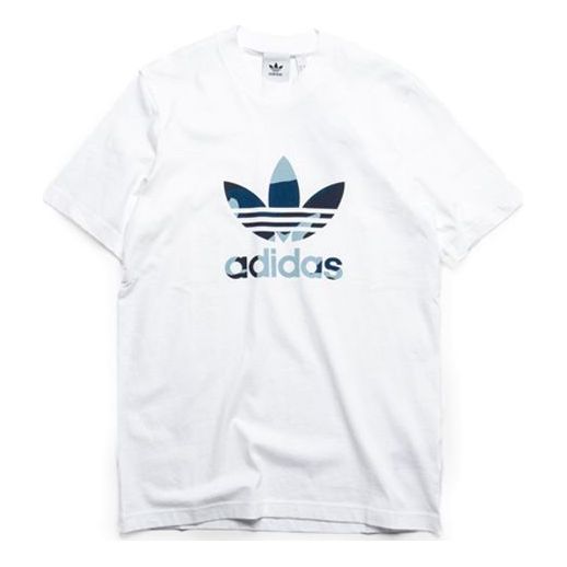 adidas originals Camouflage Logo Printing Short Sleeve White DX3676