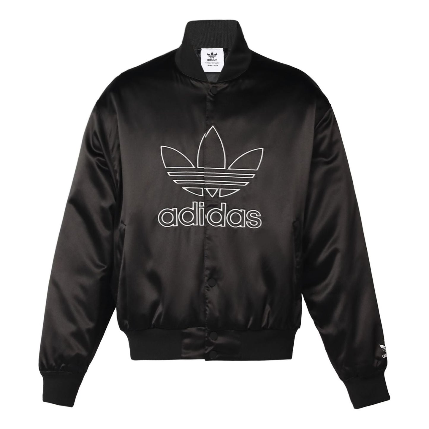 Men's adidas originals Large Logo Embroidered Satin Sports Jacket Autumn Black H09165