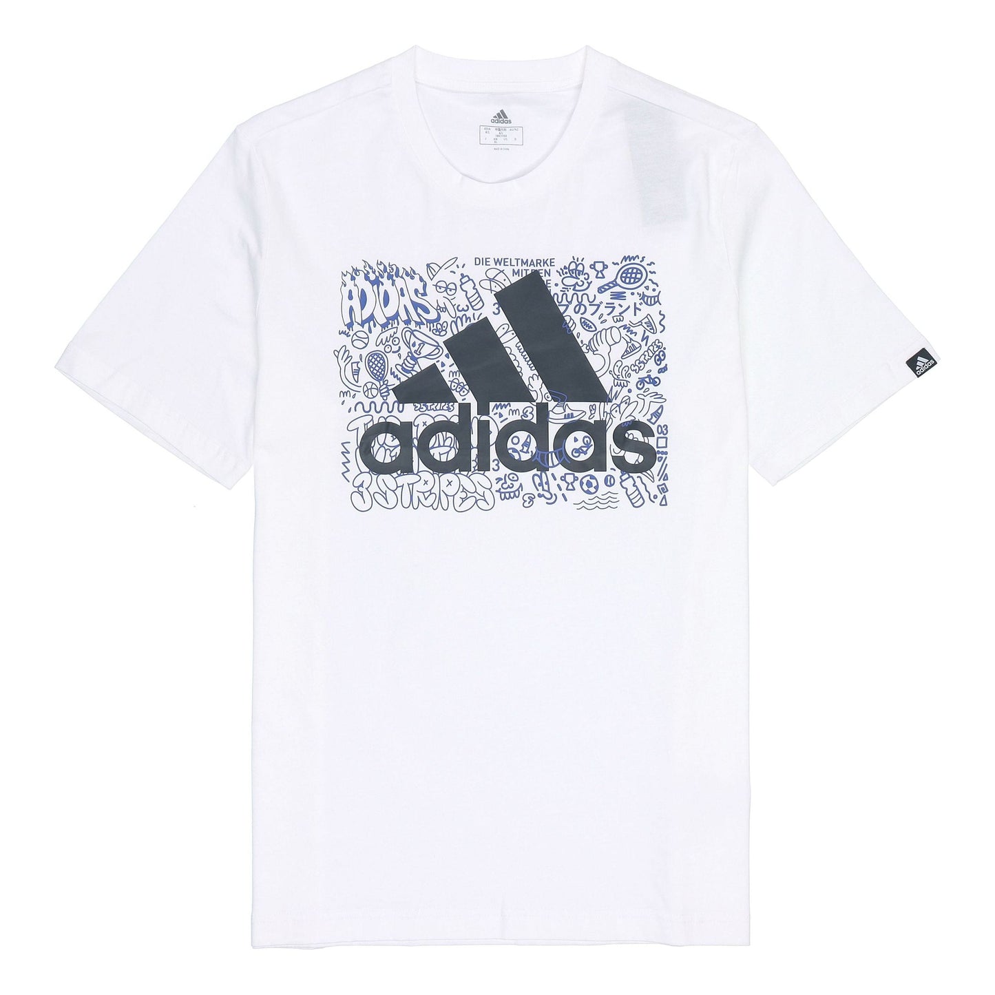adidas M Ddlbmb L T Graffiti Printing Logo Sports Short Sleeve White GS4001