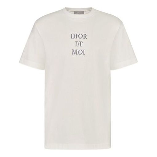 DIOR Alphabet Pattern Short Sleeve Unisex Creamy White 933J604A0554-088