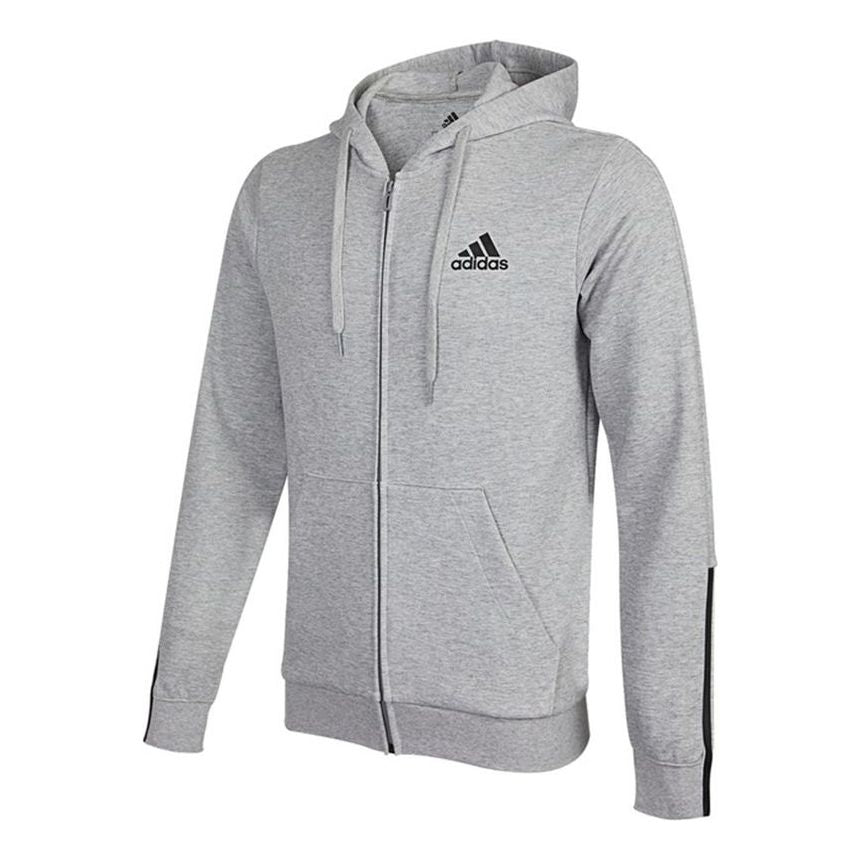 adidas M Dk Fz Hd Logo Printing Sports Knit Hooded Jacket light grey H12214