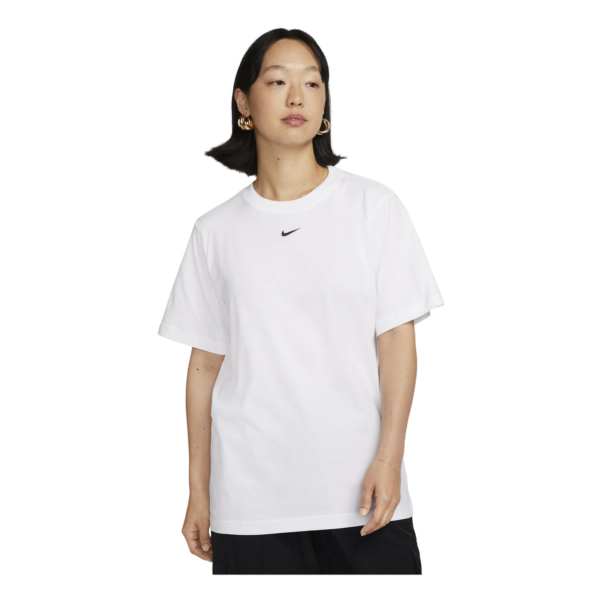 (WMNS) Nike Sportswear Small Swoosh T-shirt Asia Sizing 'White' FD4150-100