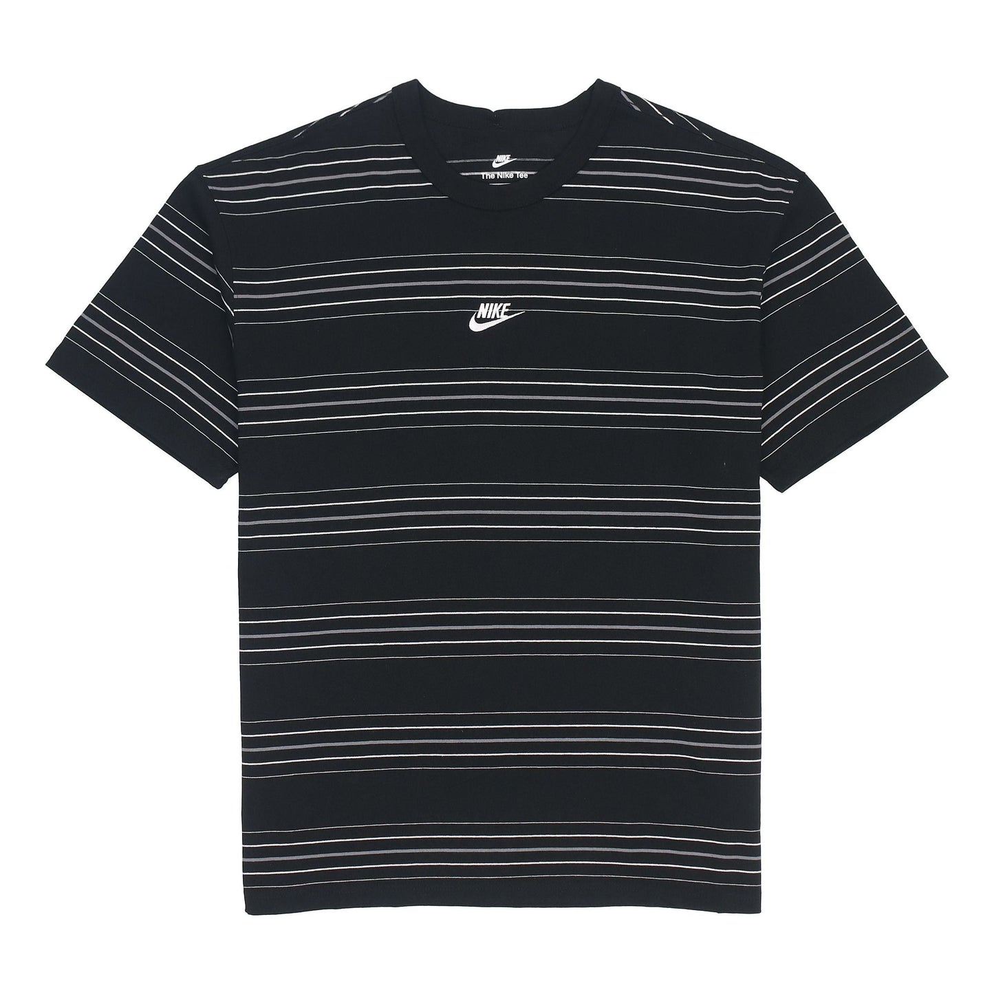 Men's Nike Brand logo Stripe Round Neck Short Sleeve Black T-Shirt DQ1117-010
