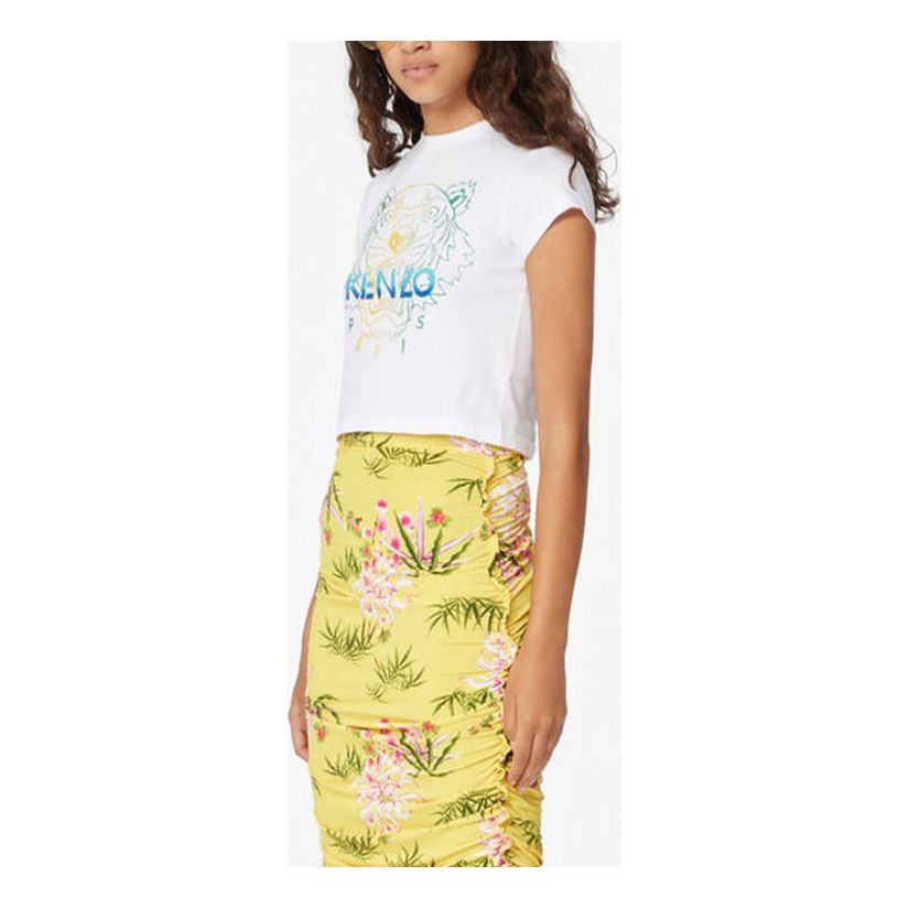 KENZO Tiger Head Logo Short Sleeve White FA5-2TS616-4YH-01
