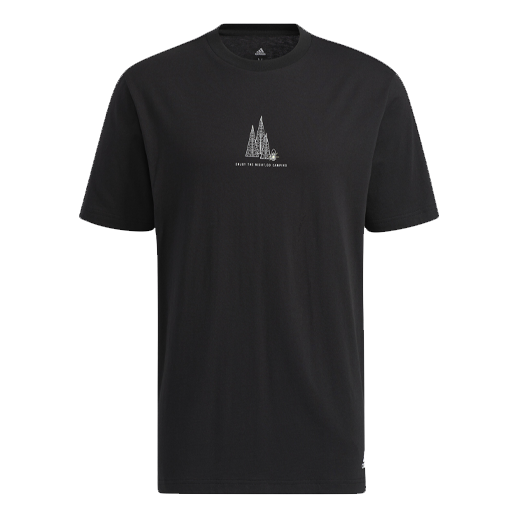 Men's adidas Camping Graphic Short Sleeve Tee Pattern Round Neck Black T-Shirt HI3037