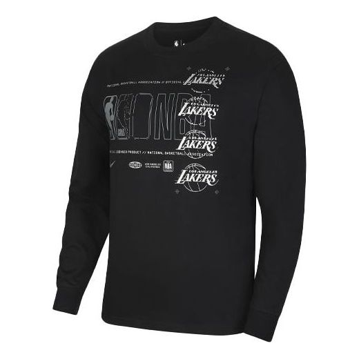 Nike NBA Courtside Los Angeles Lakers Athleisure Casual Sports Printing Round Neck Pullover Black CV5999-010