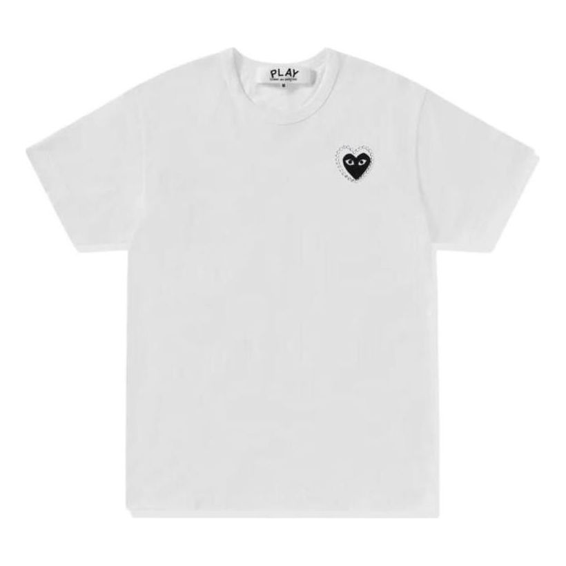 COMME des GARCONS PLAY SS25 Metalstone Heart T-Shirt 'White Black' AX-T802-051-1