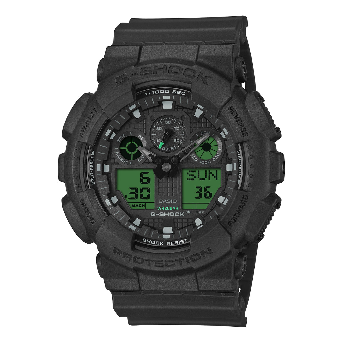 CASIO G-Shock GA-100 Series Analog-Digital 'Black Electro Green' GA-100BEG-1A