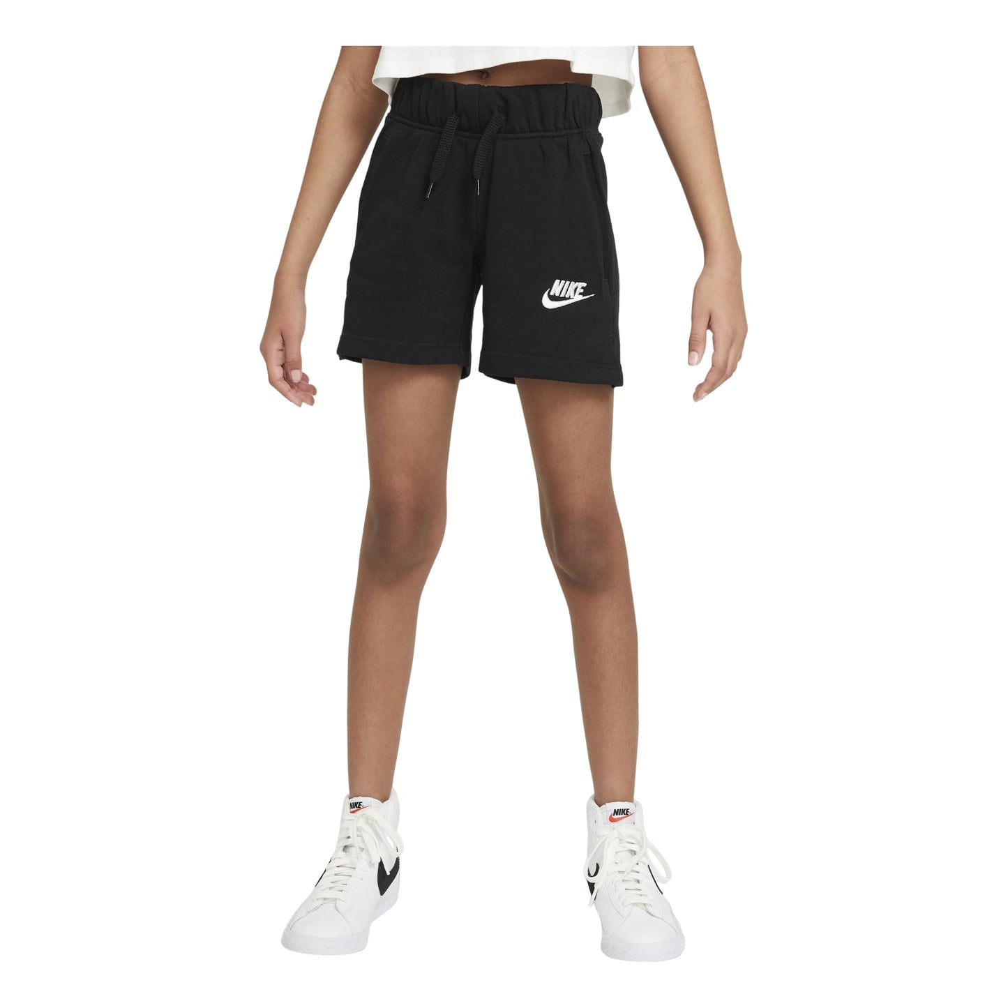 (GS) Nike Logo Printing Drawstring Lacing Sports Shorts Girls Black DA1405-010
