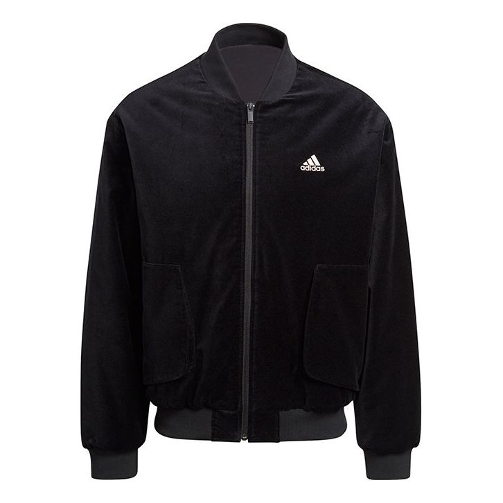 adidas Velvet Bomber M Solid Color Sports Jacket Black H25097
