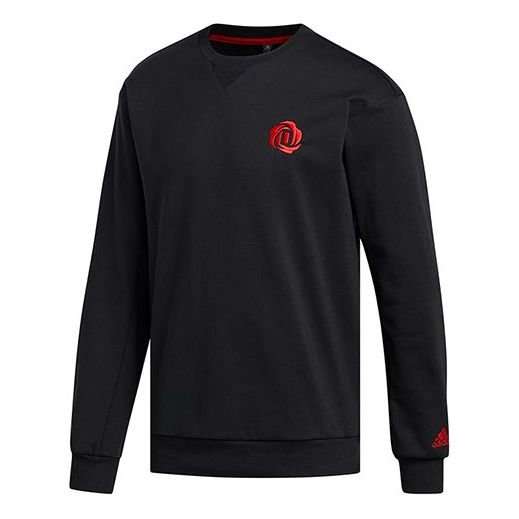 adidas Rose Crew Fleece Stay Warm Casual Sports Pullover Round Neck Black FP8368