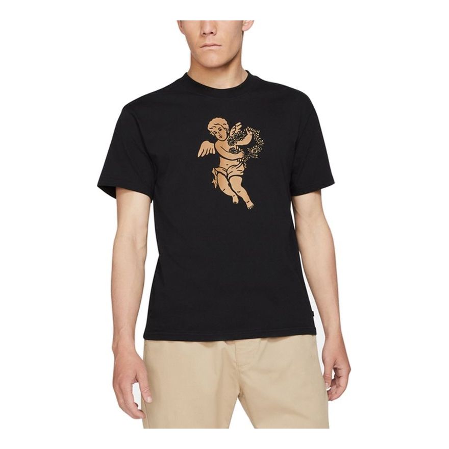 Nike SB Athleisure Casual Sports Breathable Angel Printing Skateboard Short Sleeve Black DJ1219-010