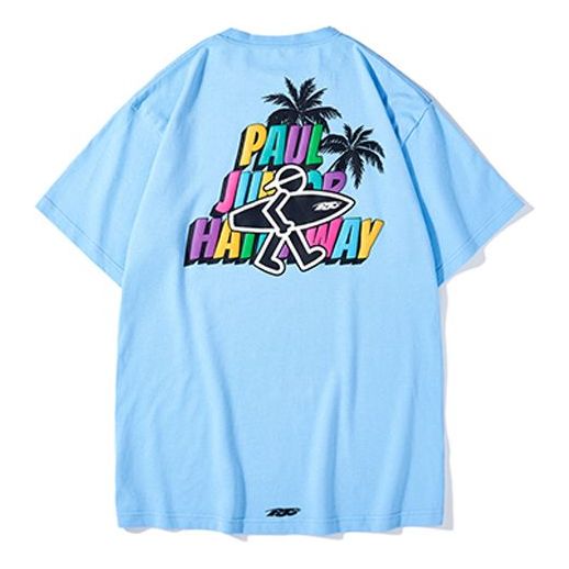 PJs Vigor Beach Surf Pattern Printing Short Sleeve Unisex Blue 20SSTS10304-P
