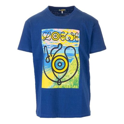 Men's LOEWE Eye Printing Short Sleeve Blue H6109822PC-5130