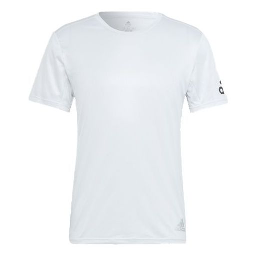 adidas Round Neck Pullover Solid Color Short Sleeve White HB7471