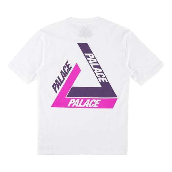 PALACE Tri-Shadow Christmas Limited Pink Purple Triangle Logo Round Neck Short Sleeve White T-Shirt P15TS240