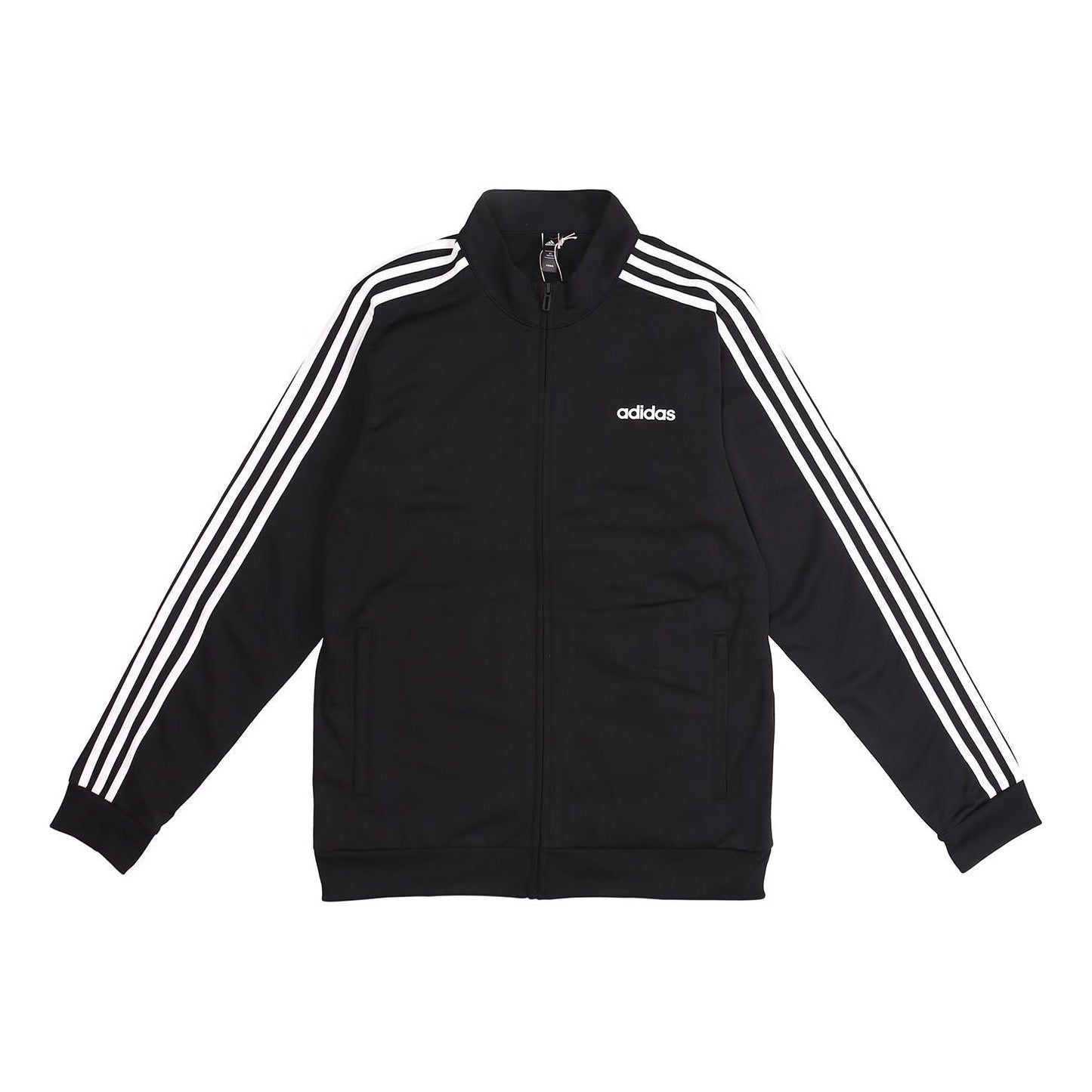 adidas Knit Stand Collar Loose Windproof Sports Logo Jacket Black DQ3070