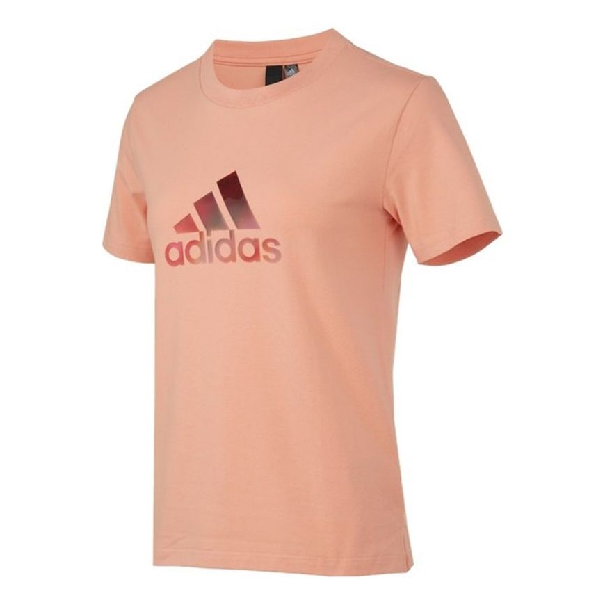 (WMNS) adidas Fi Shiny Bos Gradient Logo Short Sleeve Apricot H09749