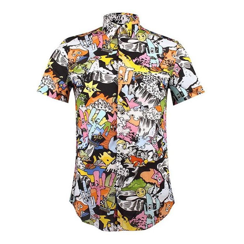 Men's KENZO Cartoon Pattern Printing Short Sleeve Shirt F655CH5001KG-MU