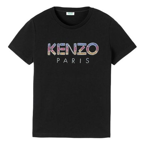 KENZO Logo Embroidery Round-neck Tee Black FA5-2TS821-936-99