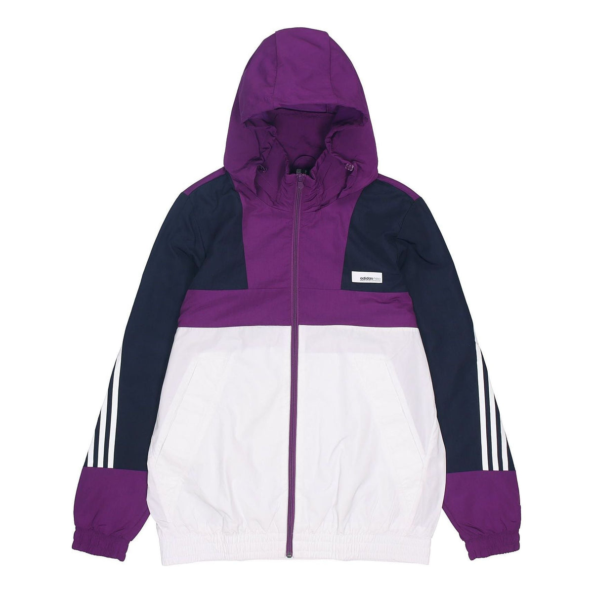 adidas neo M SS WRMLN WB Colorblock Sports Windbreaker Jacket White Purple FN6537