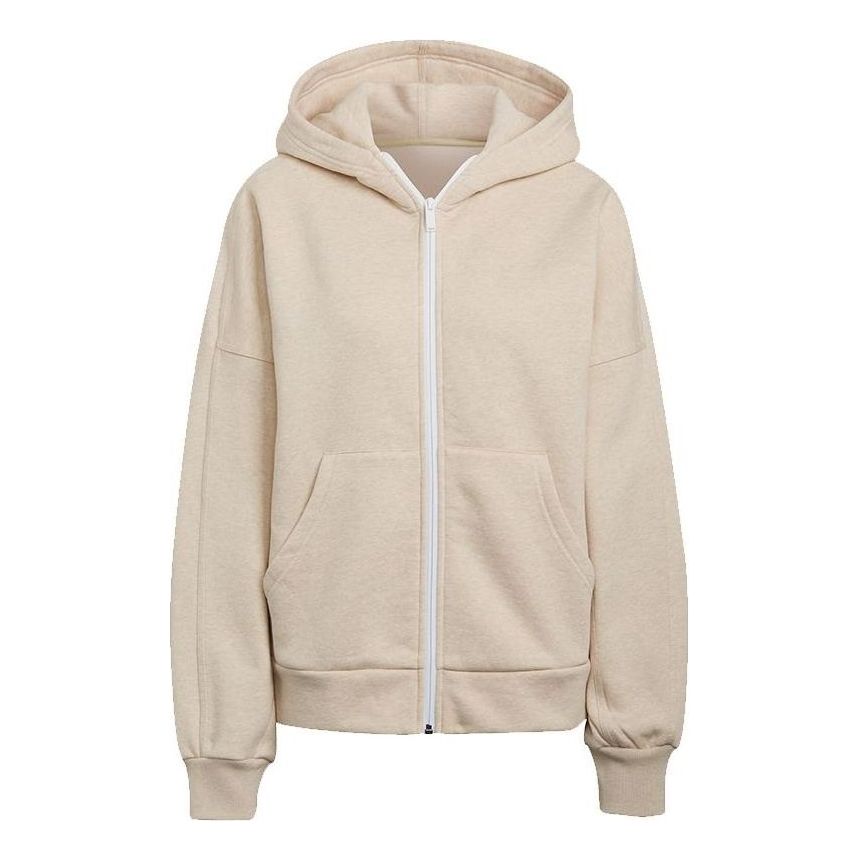 (WMNS) adidas Studio Lounge Fleece Full Zip Hoodie Asia Sizing 'Beige' HE3096