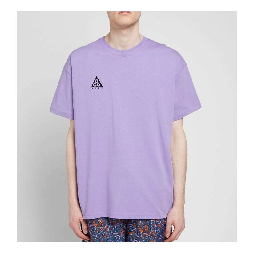 Men's Nike x ACG logo Short Sleeve Purple T-Shirt BQ7342-567