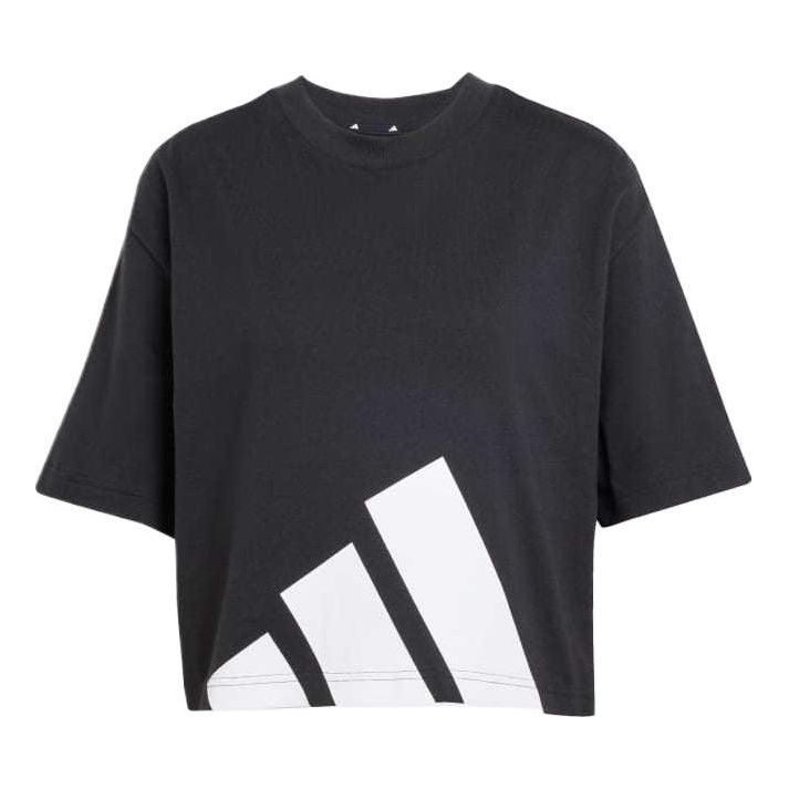(WMNS) adidas Essentials Big Logo Boyfriend T-Shirt Asia Sizing 'Black' JG8736