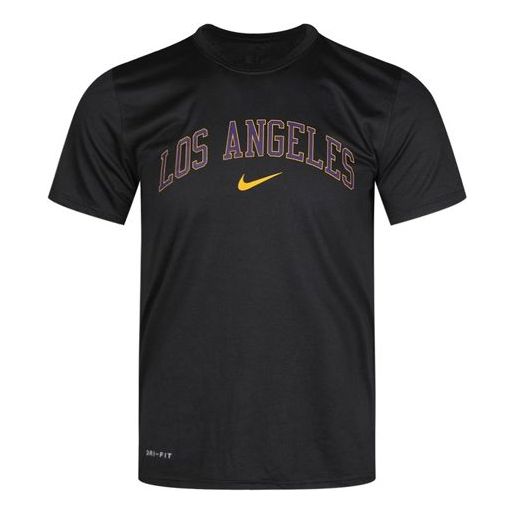 Nike NBA Los Angeles Lakers Basketball Training Quick Dry Short Sleeve Black AT1335-010