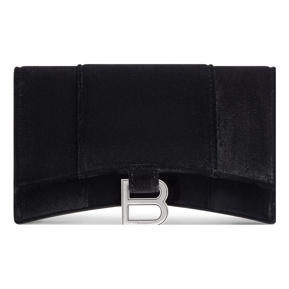 (WMNS) Balenciaga Hourglass Velvet Jersey Wallet On Chain 'Black' 6560502AAPT1000