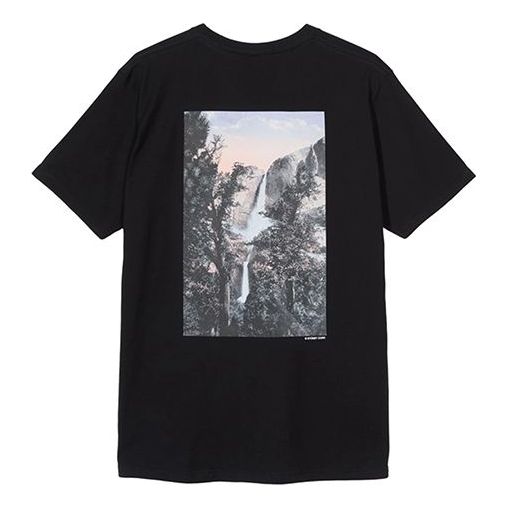 Stussy Falls Tee Classic Poster Printing Short Sleeve Unisex Black 1904475-BLACK