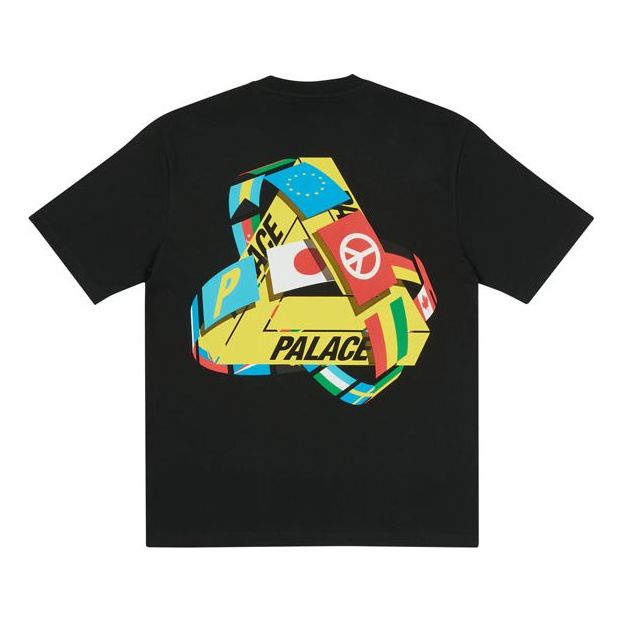 PALACE National Flag Triangle Print Short Sleeve Pattern Printing Black T-Shirt P20TS090