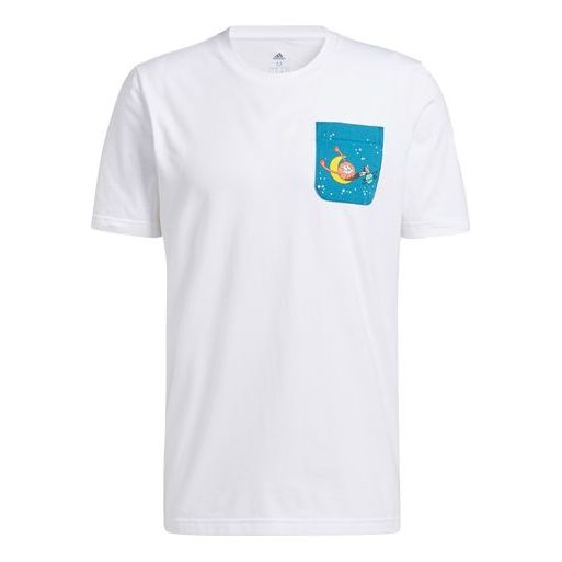 adidas Lil Stripe Pckt Printing Basketball Sports Round Neck Short Sleeve White GQ8376