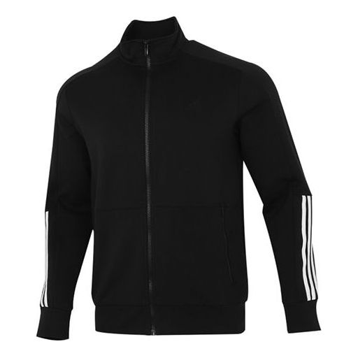 adidas Fi Kn Tracktop Logo Printing Stripe Stand Collar Jacket Black H40196