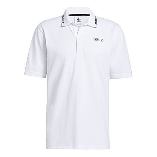 adidas originals Logo Athleisure Casual Sports Short Sleeve Polo Shirt White GN3835