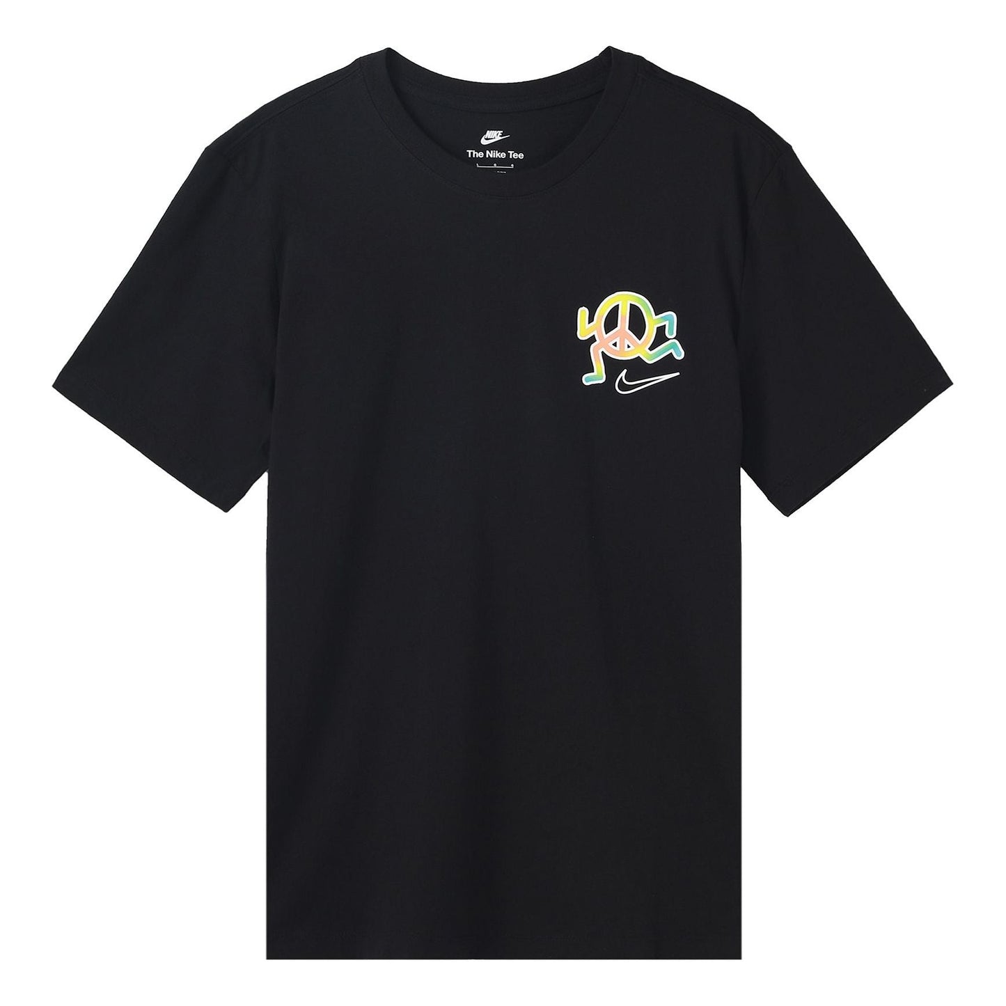 Nike Sportswear Back Alphabet Geometry Printing Sports Round Neck Short Sleeve Black DQ1079-010