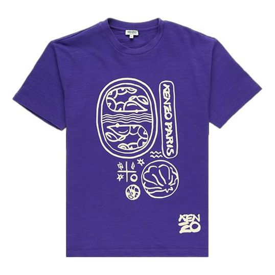 Men's KENZO Cotton Round Neck Short Sleeve Purple FA55TS0434SB-80