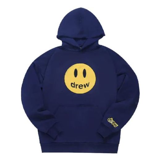Drew House Mascot Smiling Face hooded Fleece Lined Unisex Royal blue DR-SS20-020