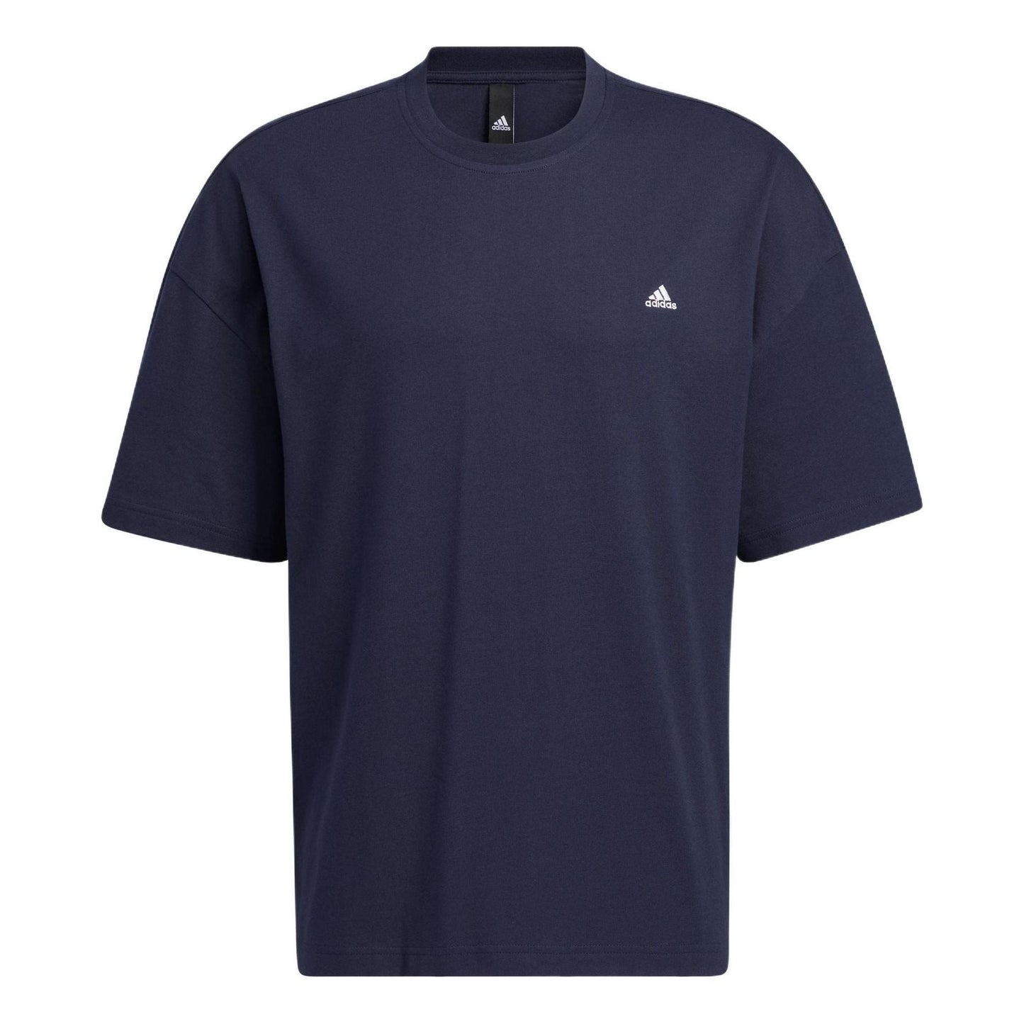 adidas M City Loose T Solid Color Logo Round Neck Short Sleeve Navy Blue HC9973