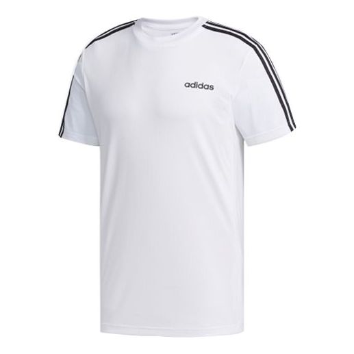 adidas M D2m 3S Tee Stripe Sports Short Sleeve White FL0356