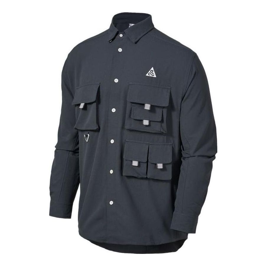 Men's Nike x ACG Dri-fit Uvdevastation Trail Multiple Pockets Casual Solid Color Long Sleeves Navy Blue Jacket DN3937-070
