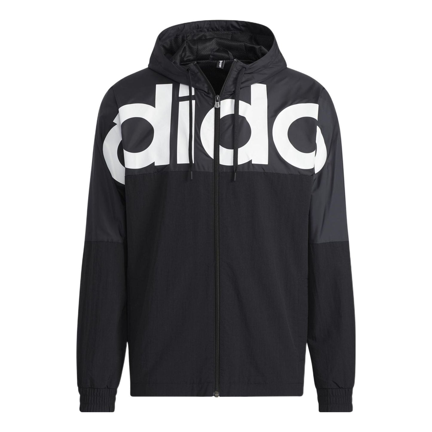 adidas Large Logo Contrast Color Stitching Athleisure Casual Sports Hooded Jacket Black HD4700