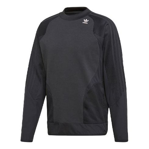 adidas originals Sweatshirt Splicing Casual Sports Round Neck Pullover Black DV1980