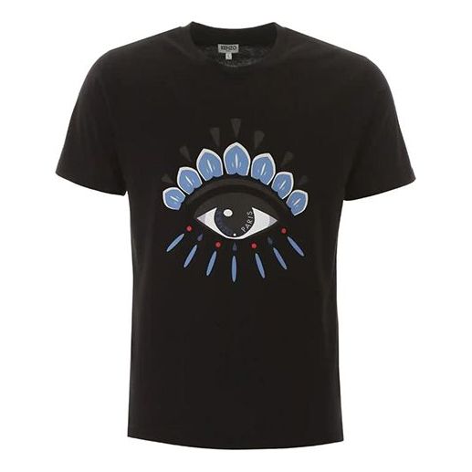 Men's KENZO Eyes Eye Printing Short Sleeve Black FA55TS0494YC-99