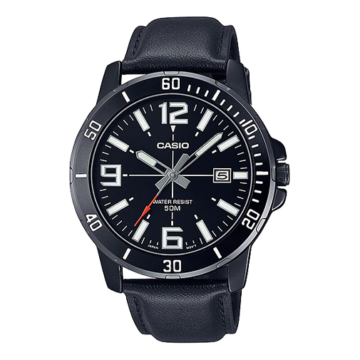 Men's CASIO Dress Series Classic Minimalistic Exquisite Fashion Watch 45mm 50m Waterproof Strap Mens Black Analog MTP-VD01BL-1BV