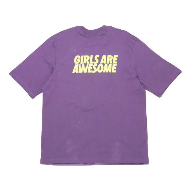 adidas originals Girls Are Awesome Alphabet Printing Sports Short Sleeve Purple GK4879