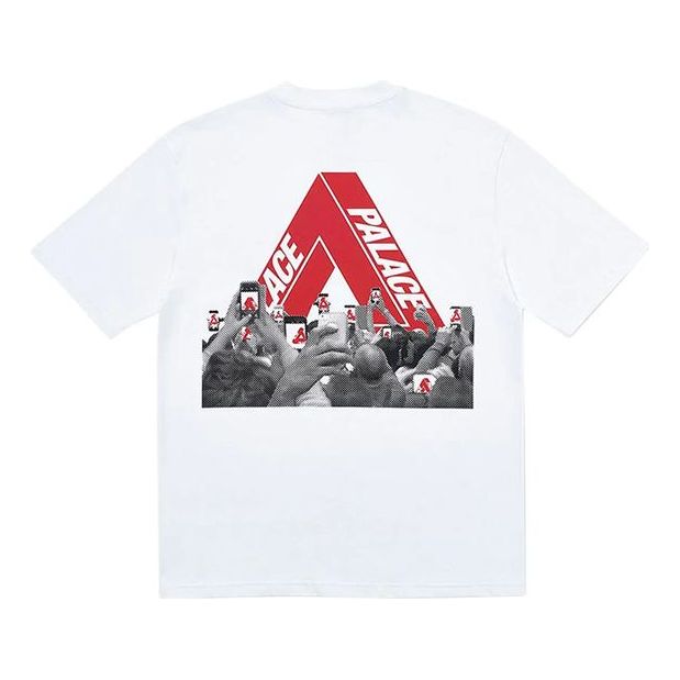 Men's PALACE Tri-Phone Pattern Round Neck Short Sleeve White P18TS115