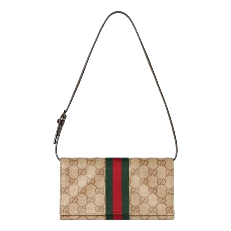 (WMNS) Gucci Small Pouch with Strap and Web 'Sand Dark Brown' A002KM-FAF8R-8547
