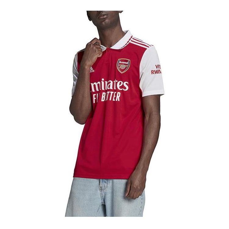 Men's adidas Alphabet Logo Embroidered Short Sleeve Soccer/Football SW Fan Edition Arsenal Red H35903